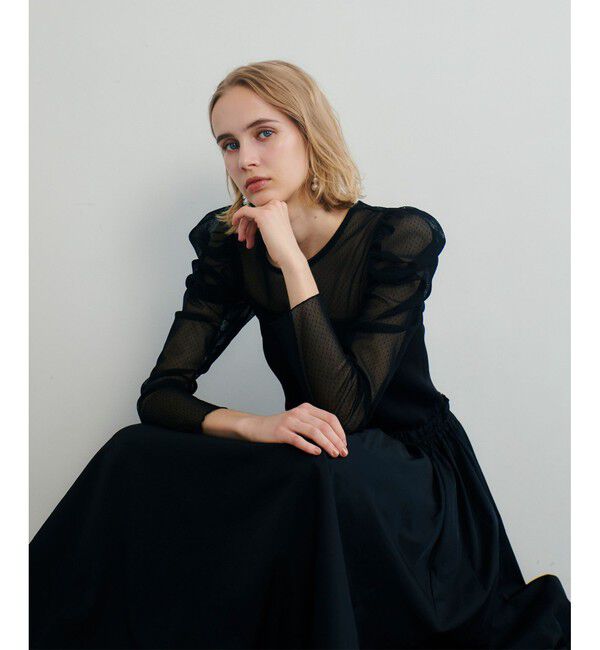 LOULOU WILLOUGHBY「【LOULOU WILLOUGHBY】ドットチュールジコスリーブプルオーバー」|Tシャツ・カットソー|