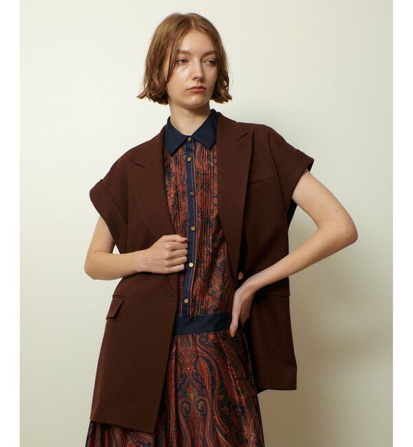 allureville「ウールライクポリツイルジレジャケット」|テーラードジャケット|ブラウン