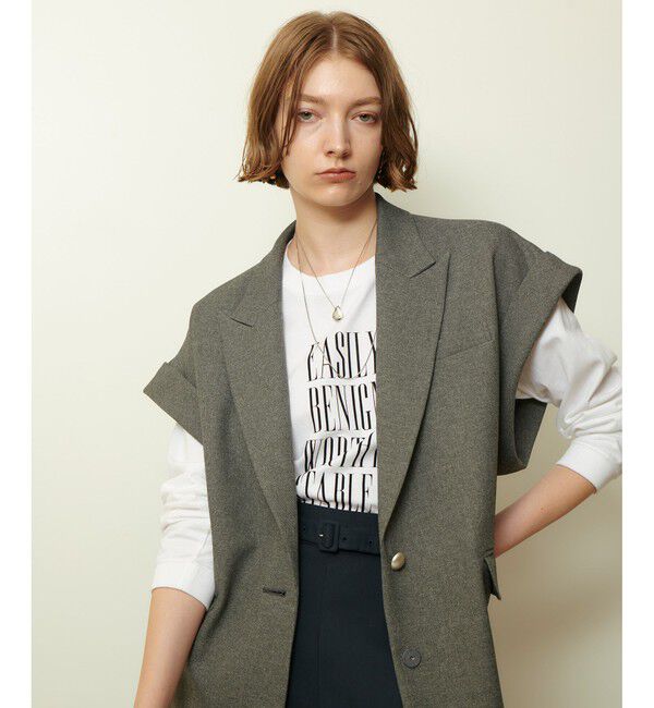 allureville「ウールライクポリツイルジレジャケット」|テーラードジャケット|グレー