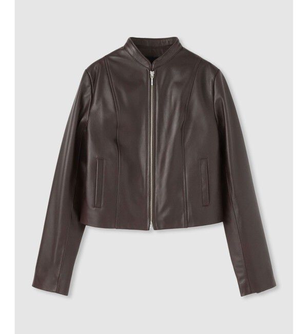 allureville「スタンドカラーレザーライダースジャケット」|ライダースジャケット|ブラウン