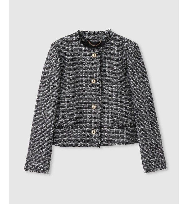 allureville「ツイードノーカラージャケット」|ノーカラージャケット|ブラック系