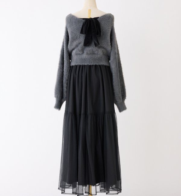  「後ろリボン2wayニットSETワンピ」|ワンピース|