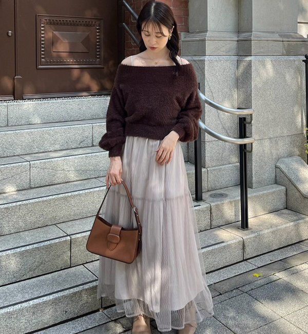  「後ろリボン2wayニットSETワンピ」|ワンピース|