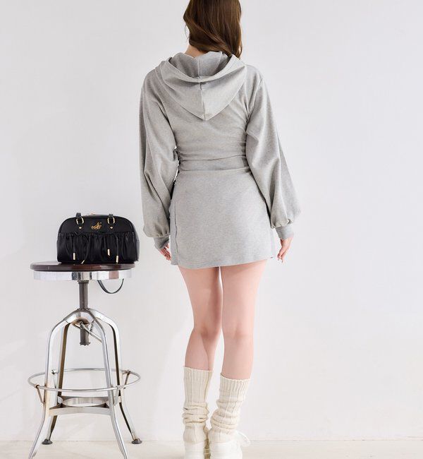  「サイドレースアップパーカーミニワンピース」|ワンピース|