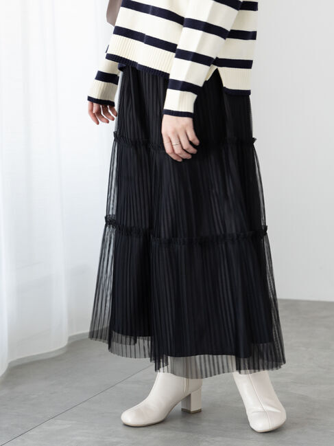 Te chichi TERRASSE「プリーツチュールティアードスカート」|スカート|ブラック