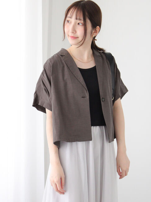 Te chichi TERRASSE「テーラーカラー羽織りシャツ《2025summer catalog item》」|シャツ・ブラウス|チャコールグレー