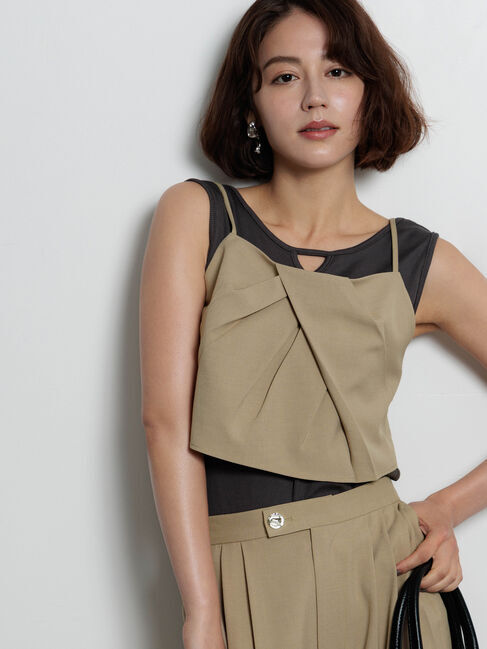 Te chichi「麻調ランダムタックキャミブラウス（セットアップ可）」|シャツ・ブラウス|ベージュ