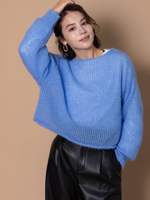 Te chichi「キャットヤーンメッシュニット」|ニット・セーター|ブルー