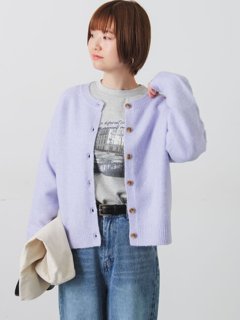 Lugnoncure「ウール混ふわふわクルーネックカーディガン」|カーディガン|