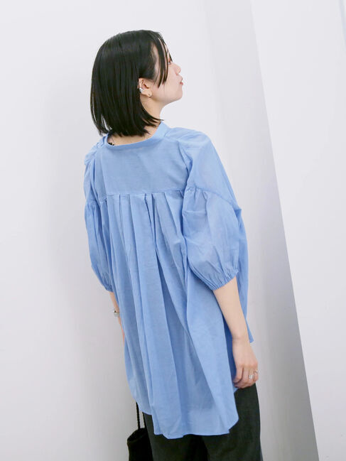 Samansa Mos2 blue「◎シフォンタックブラウス」|シャツ・ブラウス|