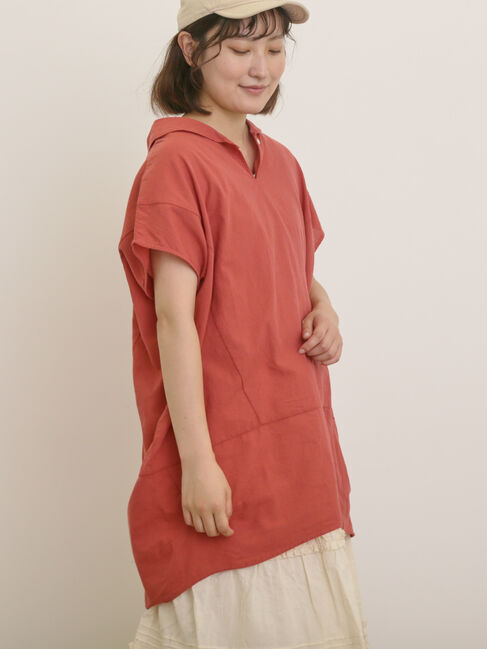 Samansa Mos2「【クールコットン】柄アソートフレンチスリーブチュニック」|シャツ・ブラウス|