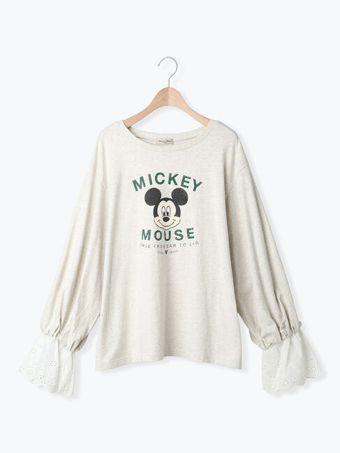 Samansa Mos2「【Disney】ミッキーマウス/袖口レースロンT」|Tシャツ・カットソー|