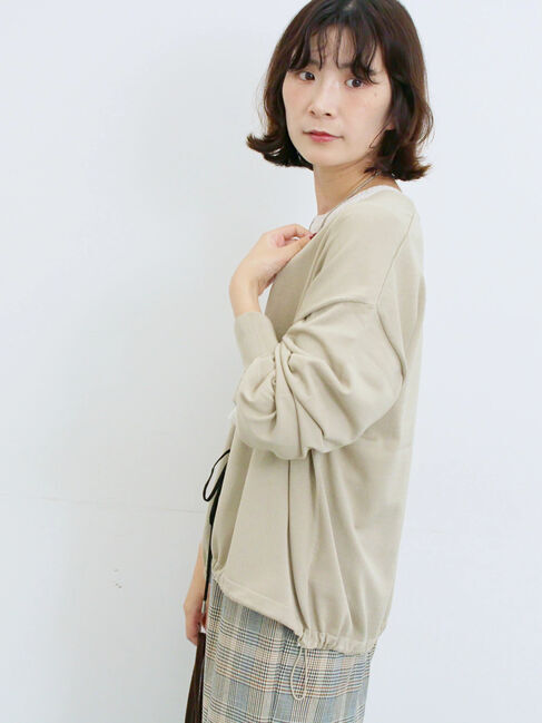 Samansa Mos2 blue「裾ドロストニットカーディガン」|カーディガン|