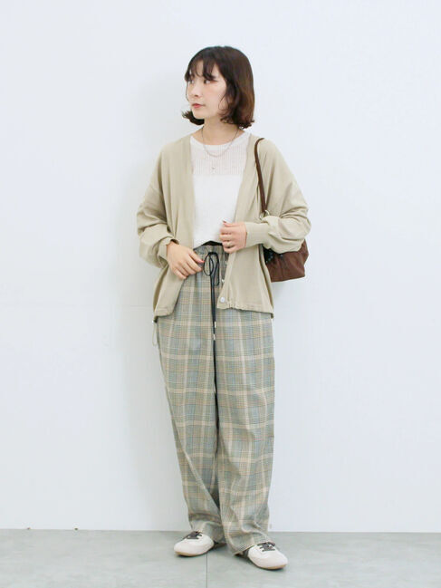 Samansa Mos2 blue「裾ドロストニットカーディガン」|カーディガン|