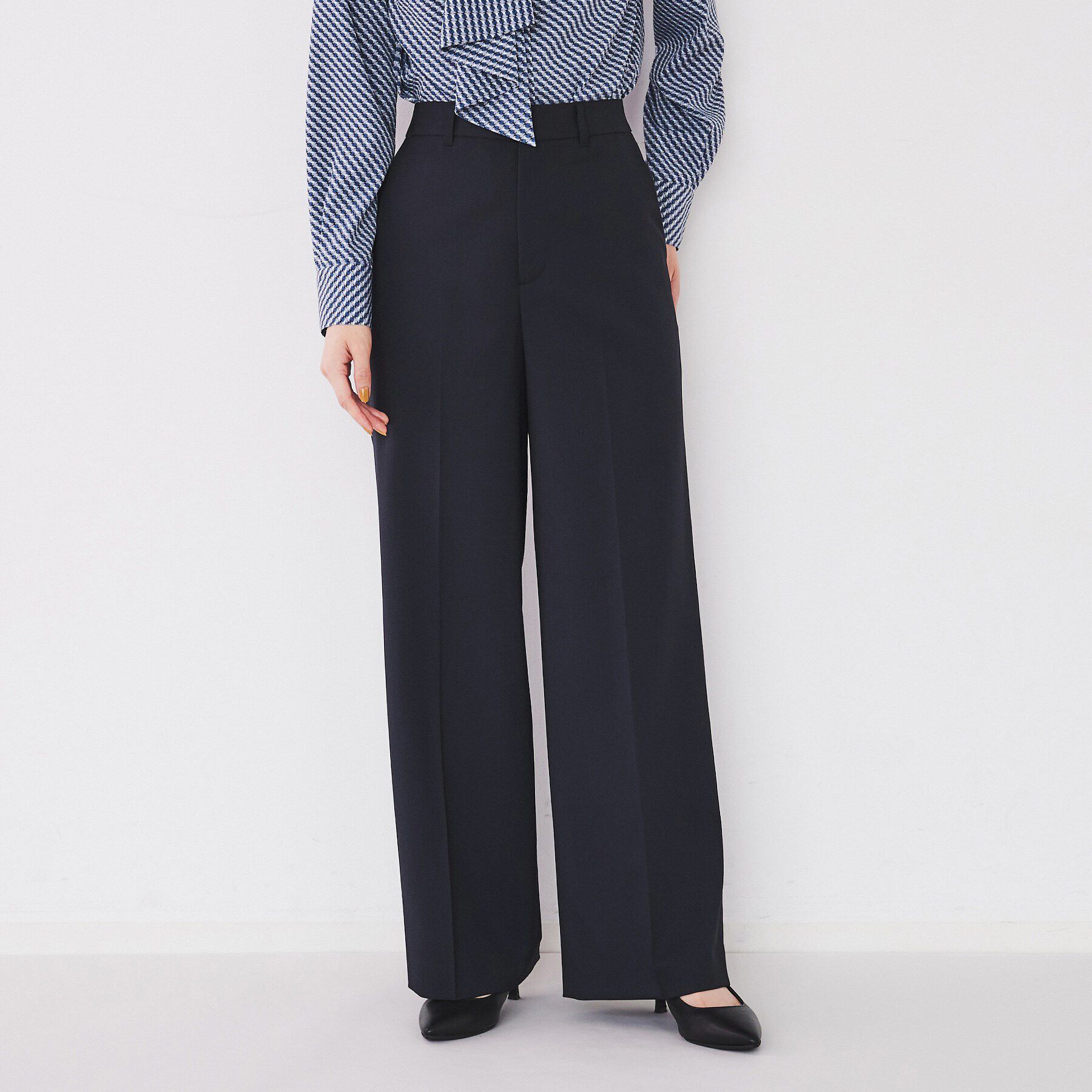 UNTITLED「【洗える通勤スーツ】レジェールギャバ ストレッチワイドパンツ」|その他|ネイビー(094)