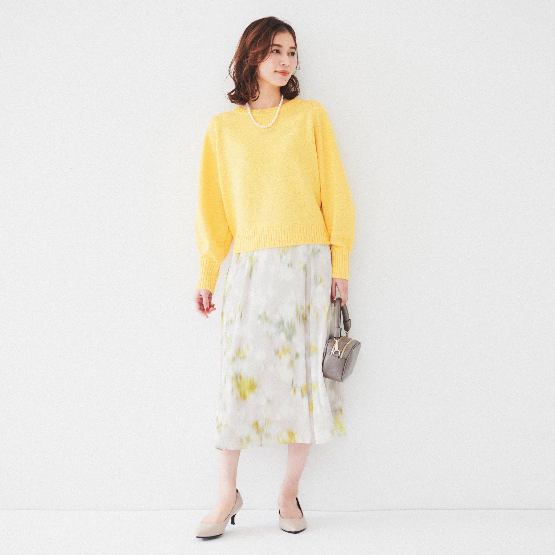 UNTITLED「【後ろウエストゴム/花柄】ぼかしフラワー プリントスカート」|スカート|