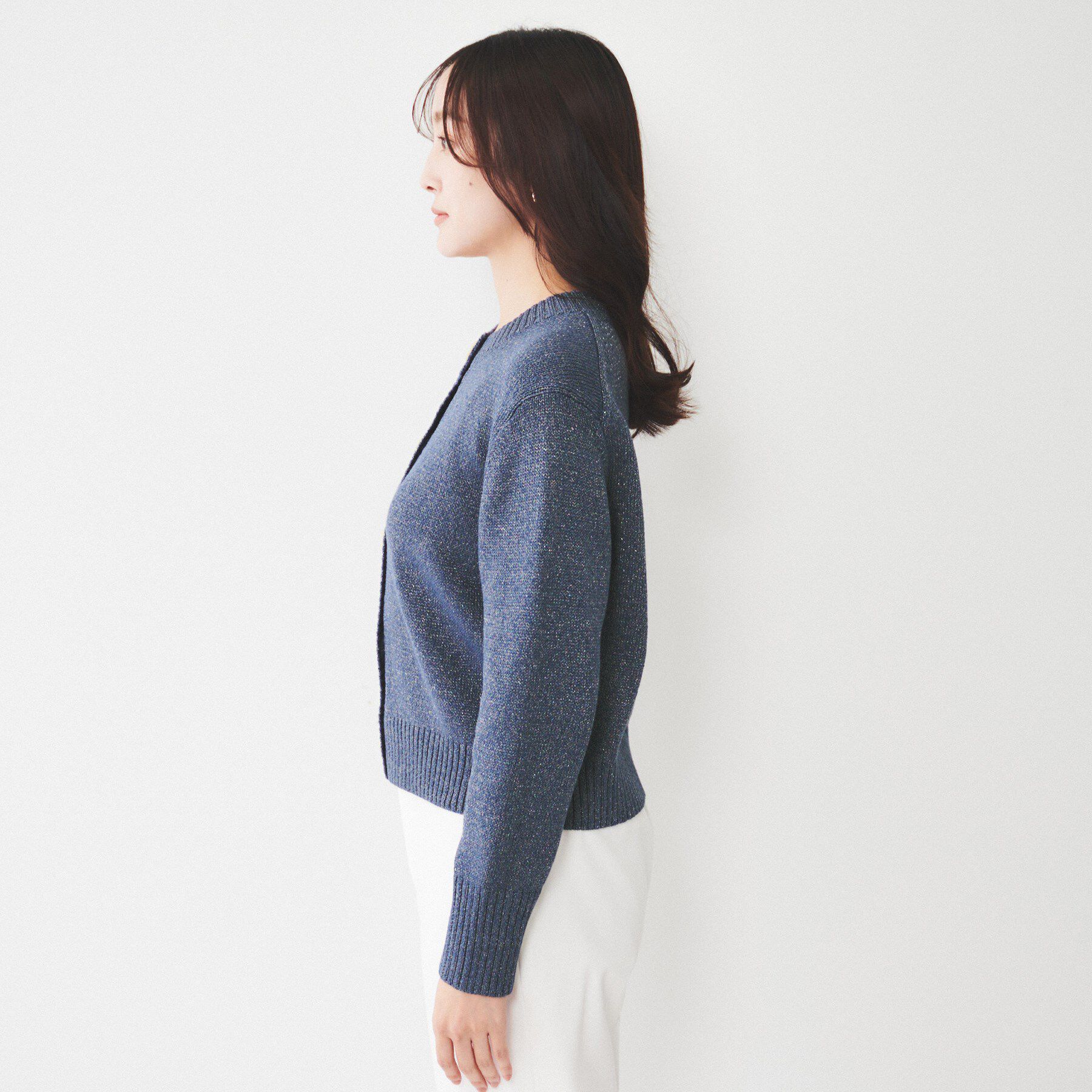 UNTITLED「【アンサンブル可能/ラメ調】コンパクトニットカーディガン」|カーディガン|