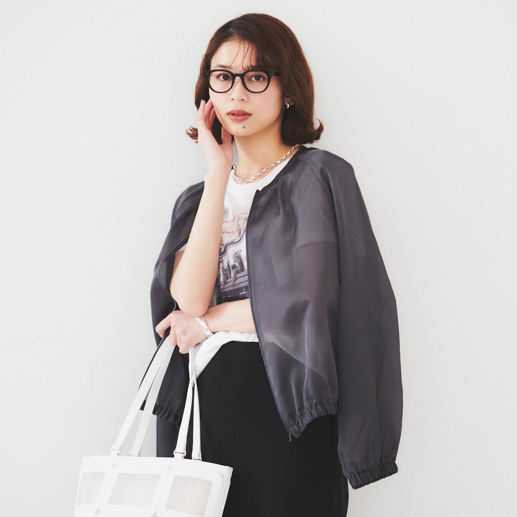 UNTITLED「【トレンド/洗える/軽い】シアーブルゾン」|ブルゾン・スタジャン|