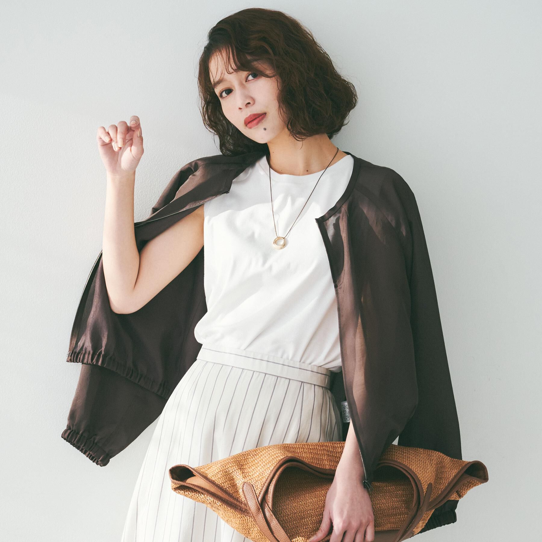 UNTITLED「【トレンド/洗える/軽い】シアーブルゾン」|ブルゾン・スタジャン|ブラウン(043)