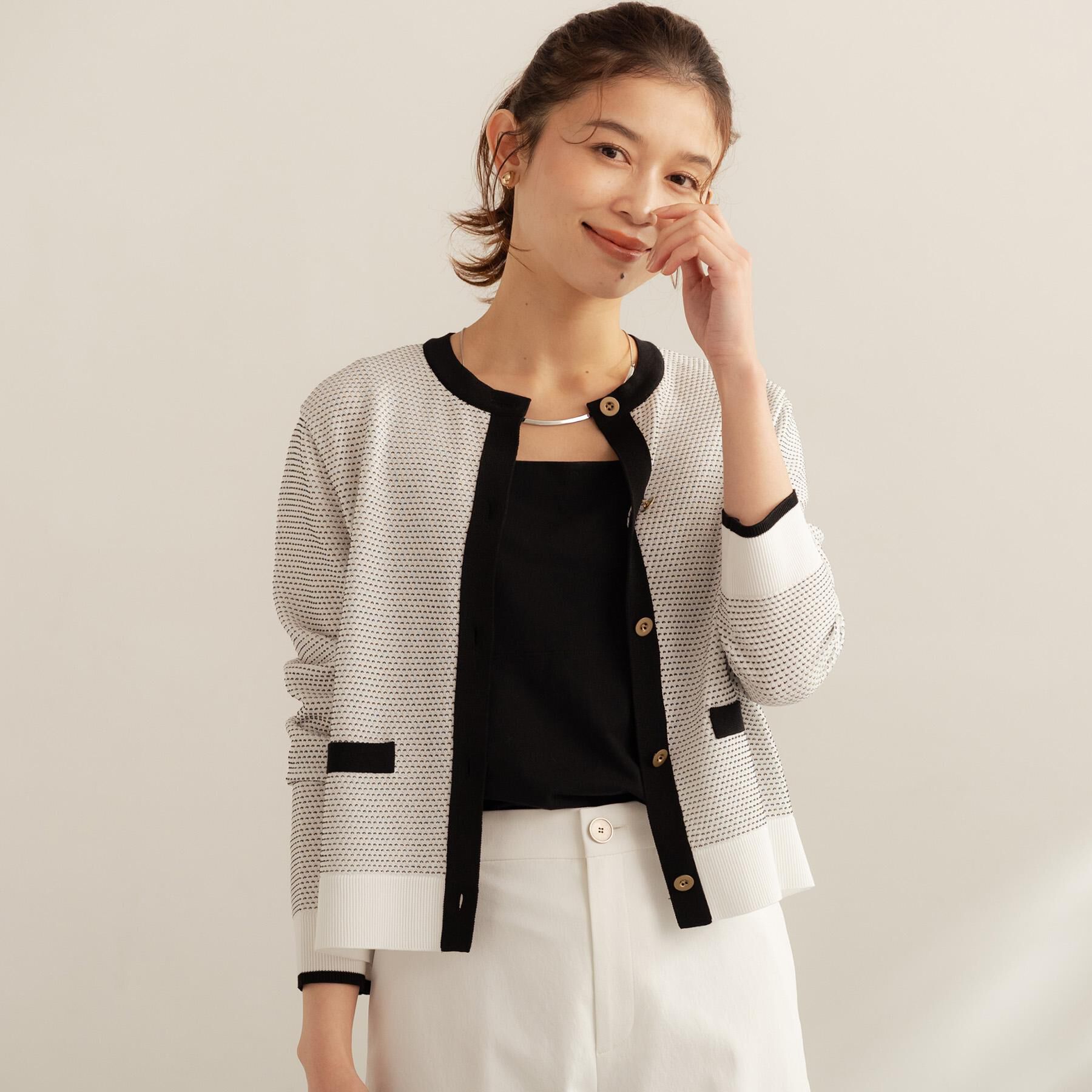 UNTITLED「配色ハイゲージニットカーディガン」|カーディガン|