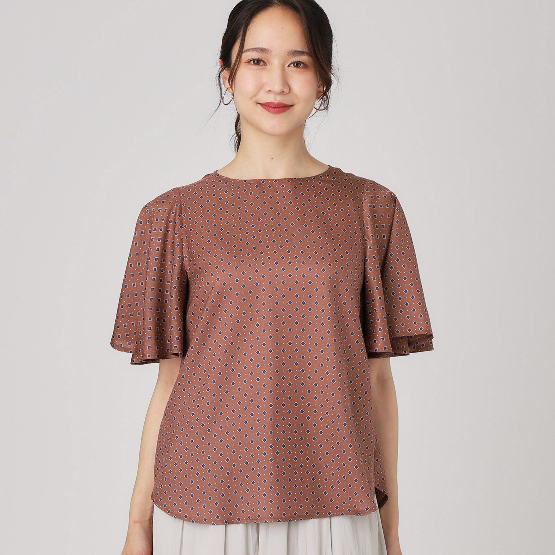 COUP DE CHANCE「【手洗い可／日本製】小紋柄フレアスリーブブラウス」|シャツ・ブラウス|