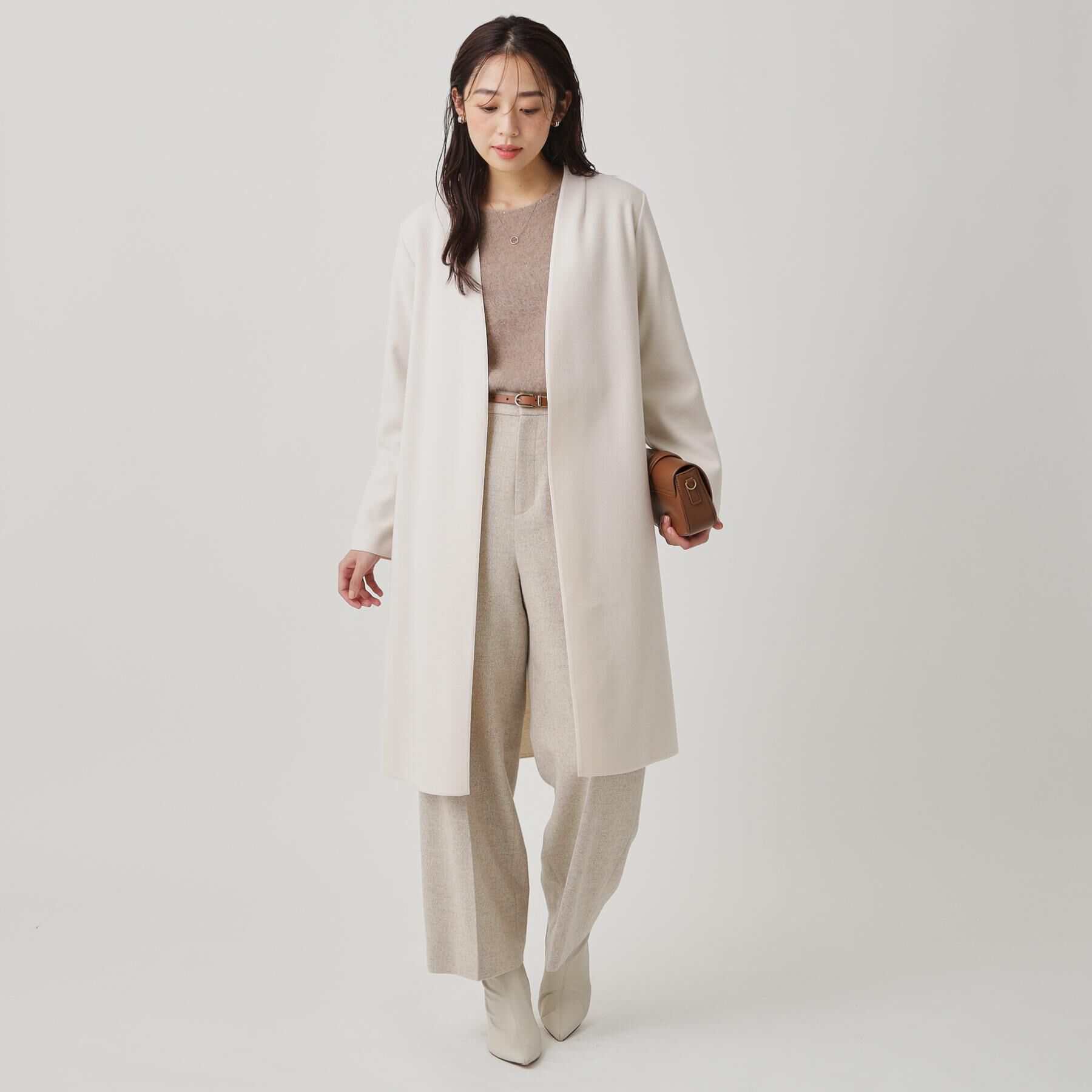 COUP DE CHANCE「【日本製／軽量】Iラインシルエットのコーディガン」|ノーカラーコート|