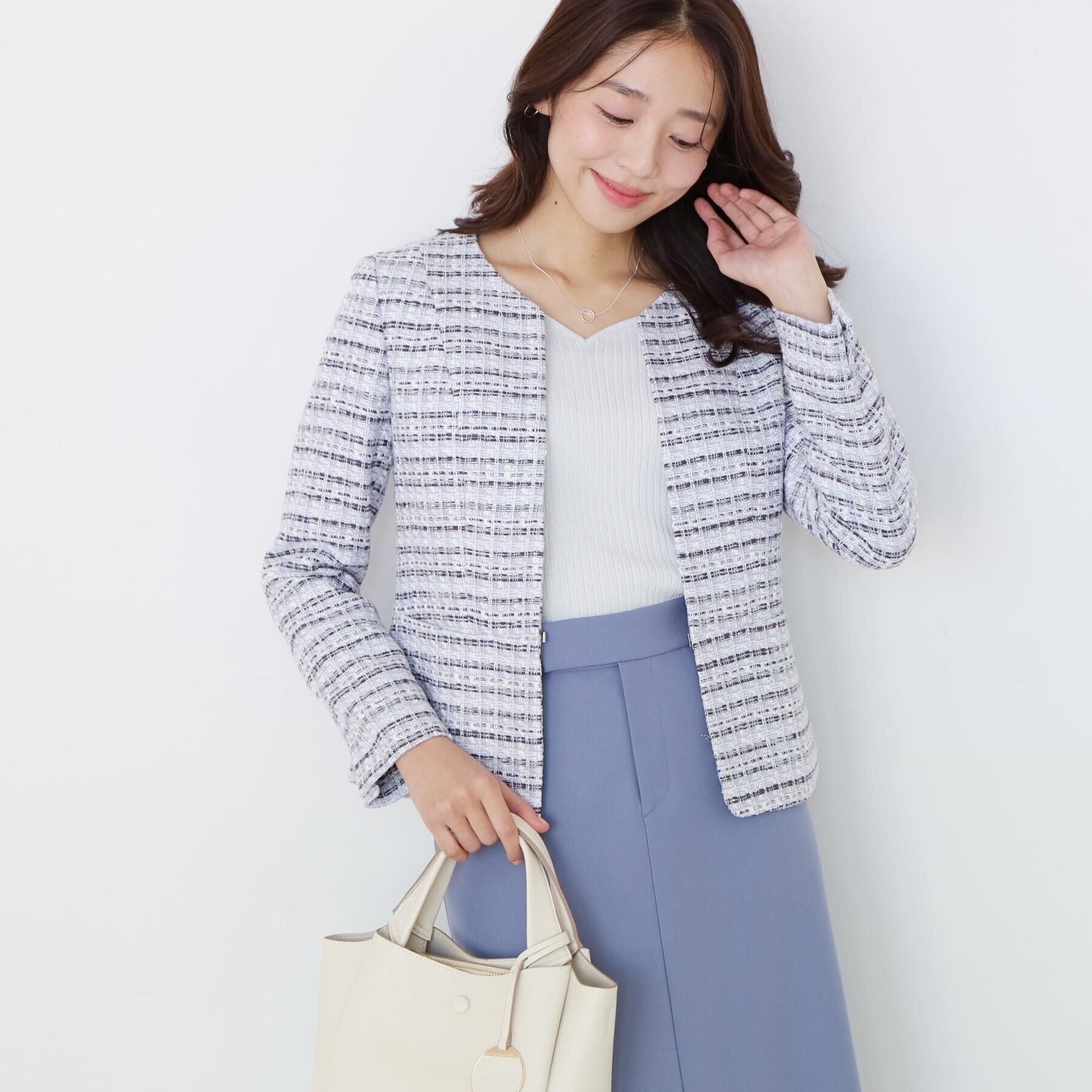 COUP DE CHANCE「【日本製／セットアップ可】ファンシーツィードのノーカラージャケット」|ノーカラージャケット|