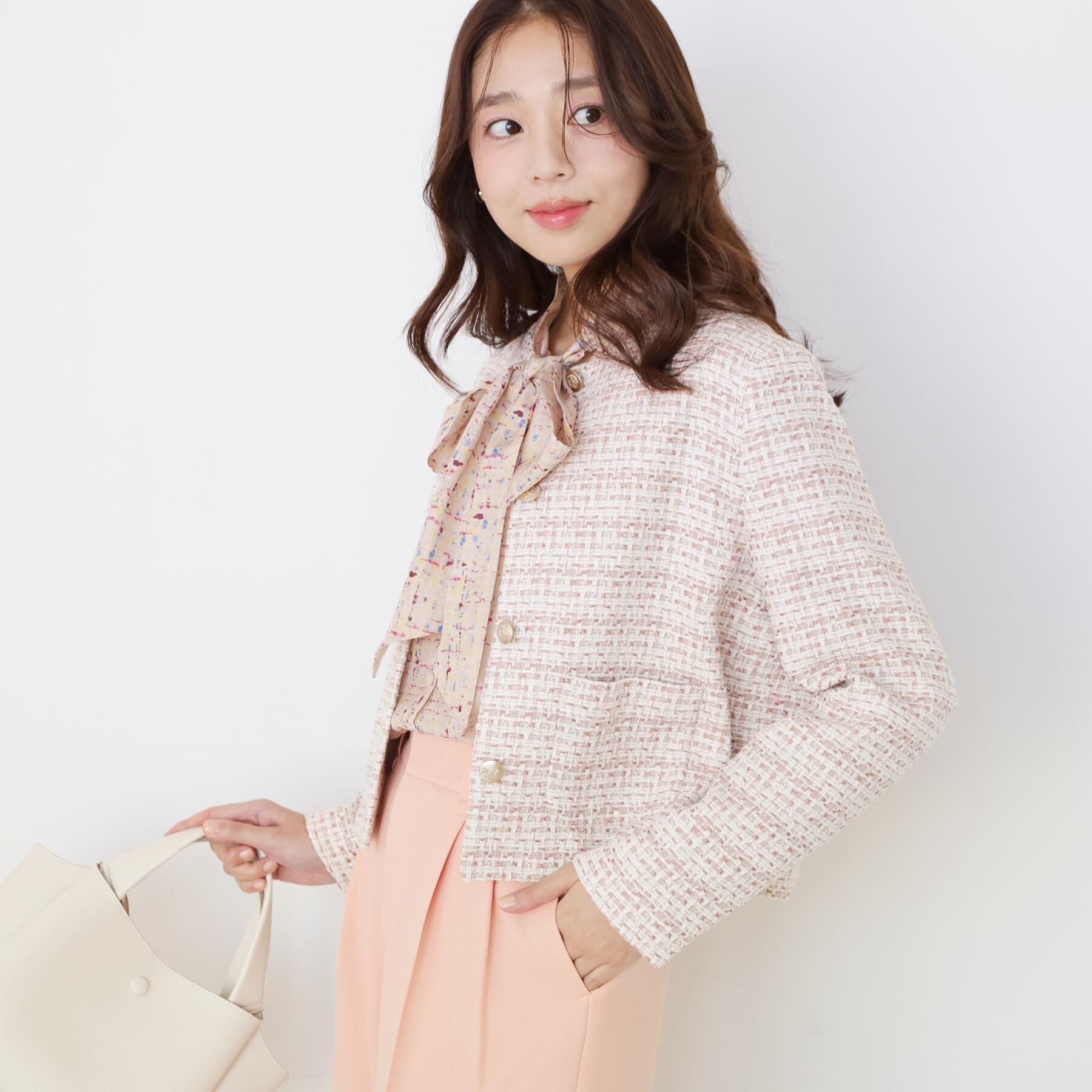 COUP DE CHANCE「【ON/OFF着回し】カラーツイードジャケット」|ノーカラージャケット|