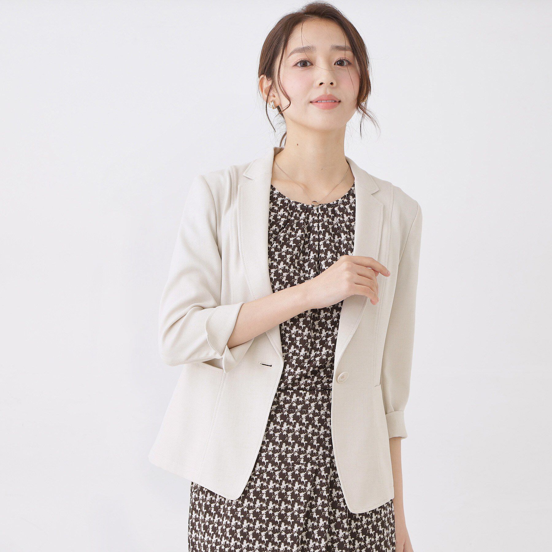 COUP DE CHANCE「【手洗い可／日本製／7分袖／UVケア】リネンライク テーラードジャケット」|テーラードジャケット|