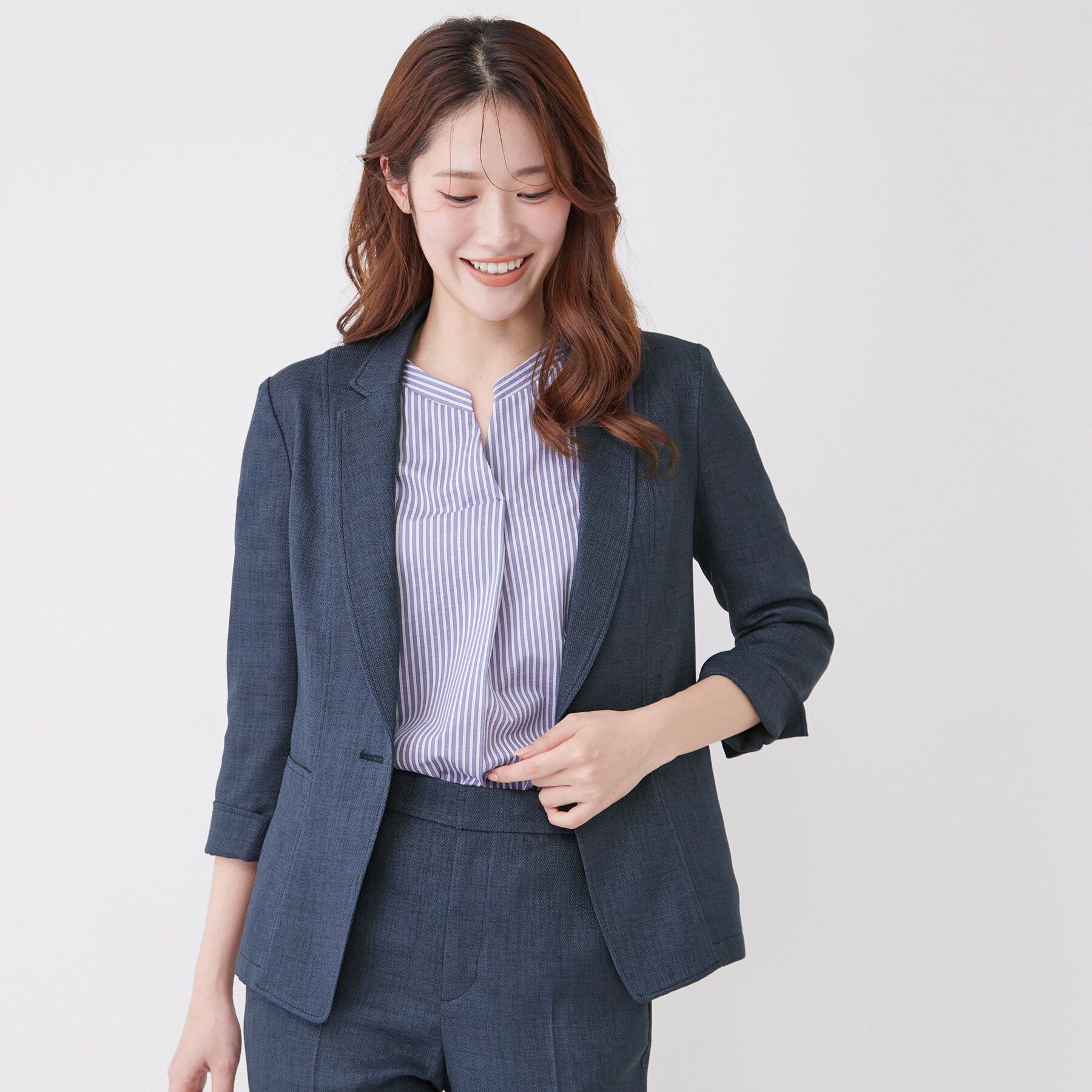 COUP DE CHANCE「【手洗い可／日本製／7分袖／UVケア】リネンライク テーラードジャケット」|テーラードジャケット|