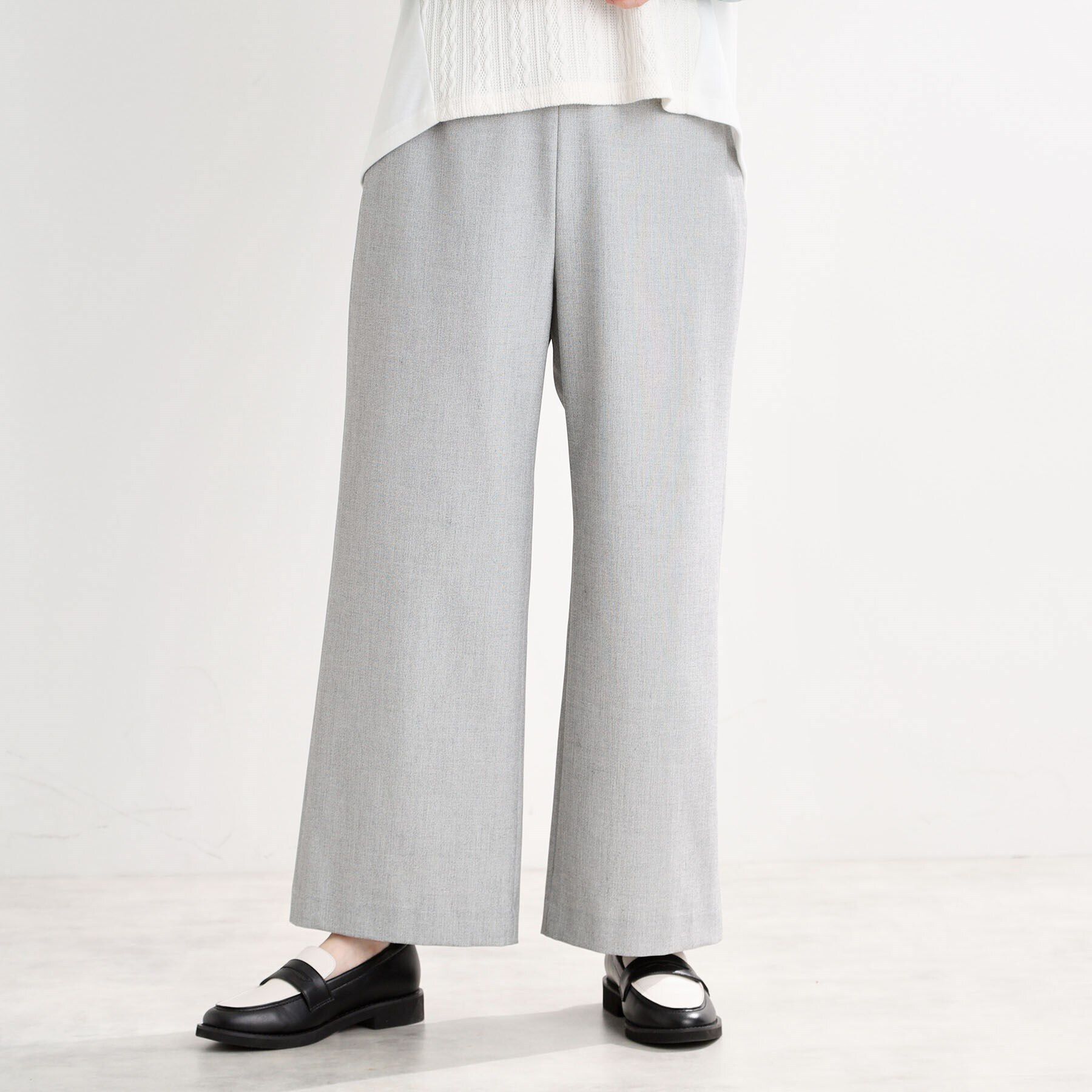 Reflect「【洗える】フルレングス丈ワイドストレートパンツ」|その他|ライトグレー(511