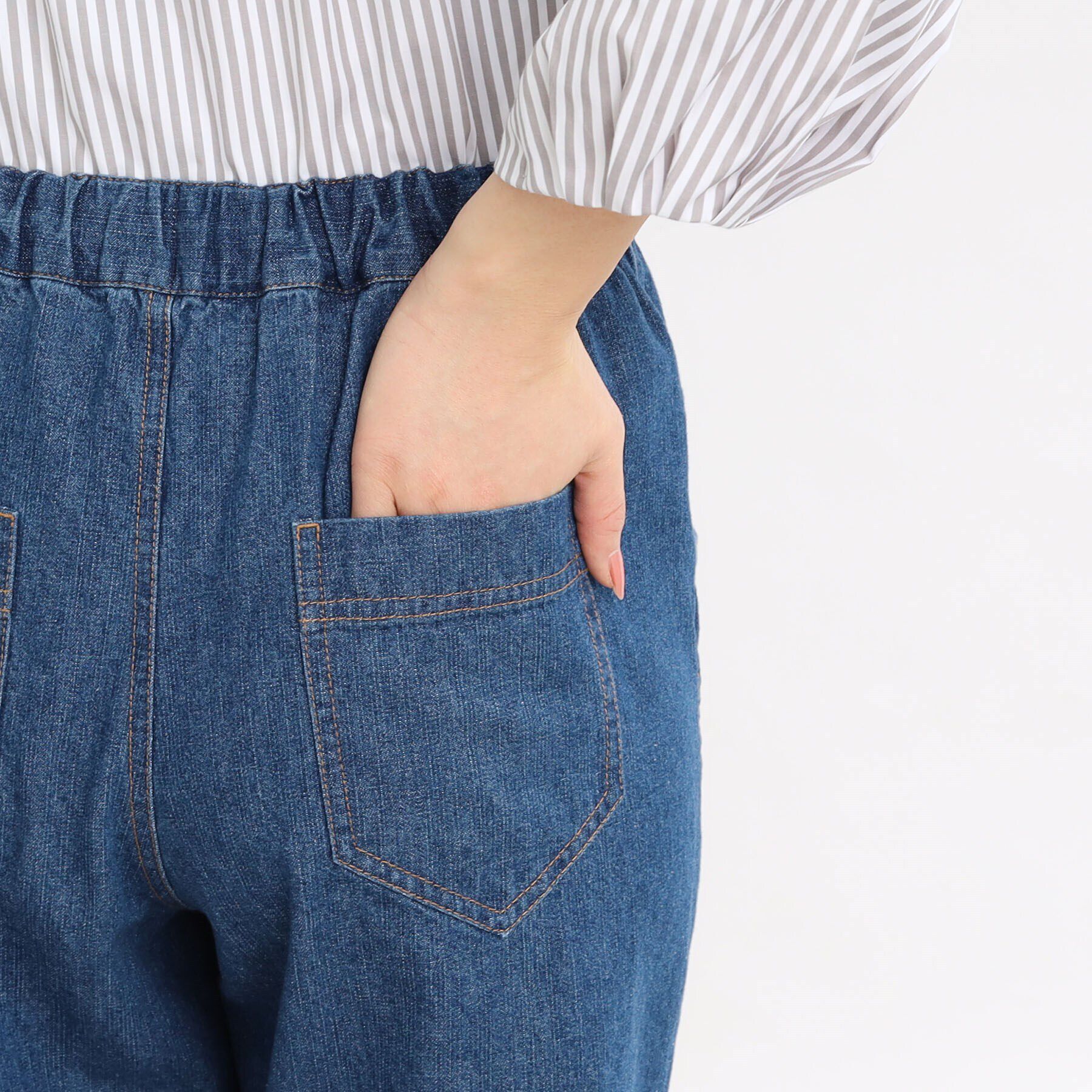 Reflect「【E‐QUALITY／手洗い可／細見え】ストレートシルエットデニムパンツ」|デニム|