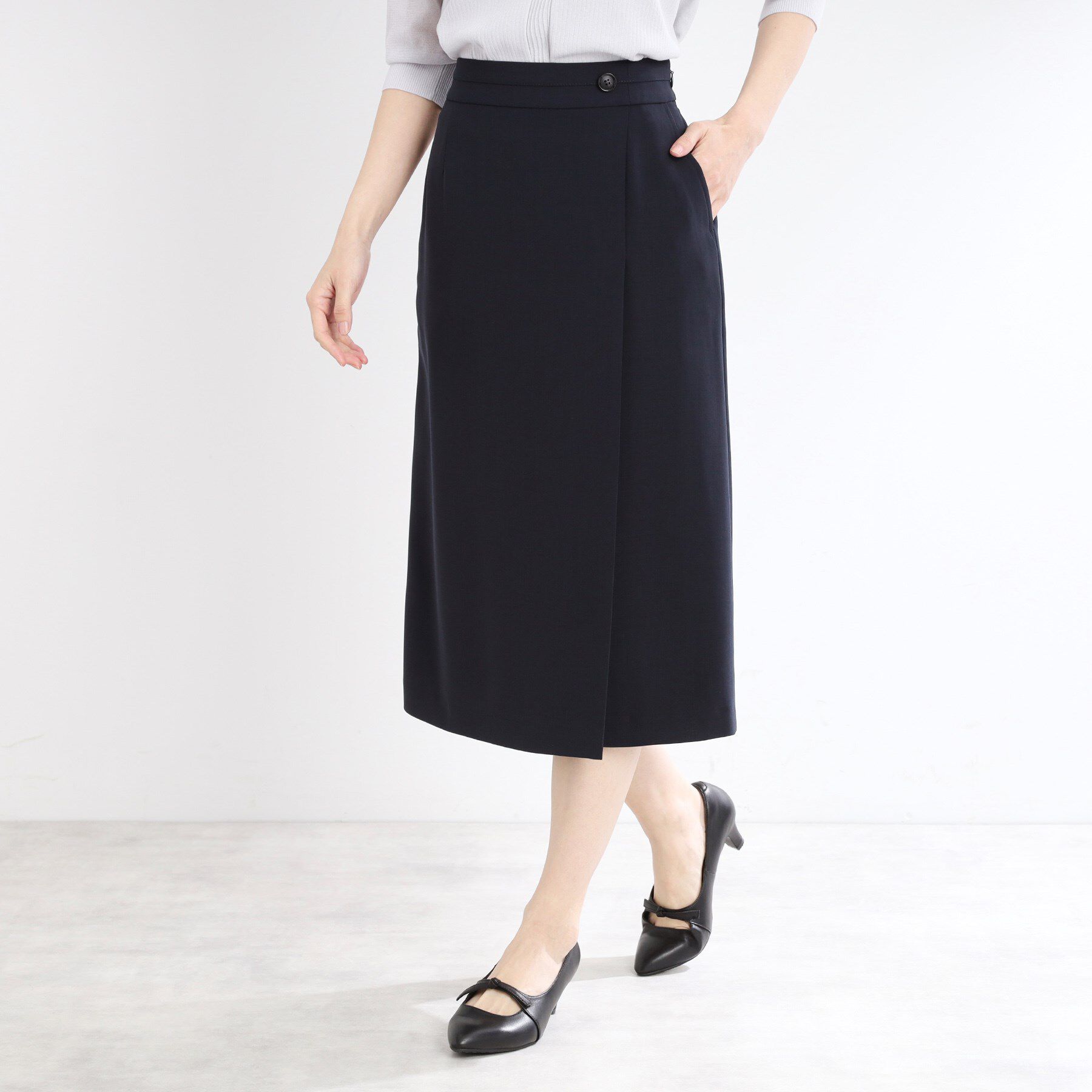 Reflect「【UVカット／洗える／セットアップ可】ラップ風ナロースカート」|スカート|