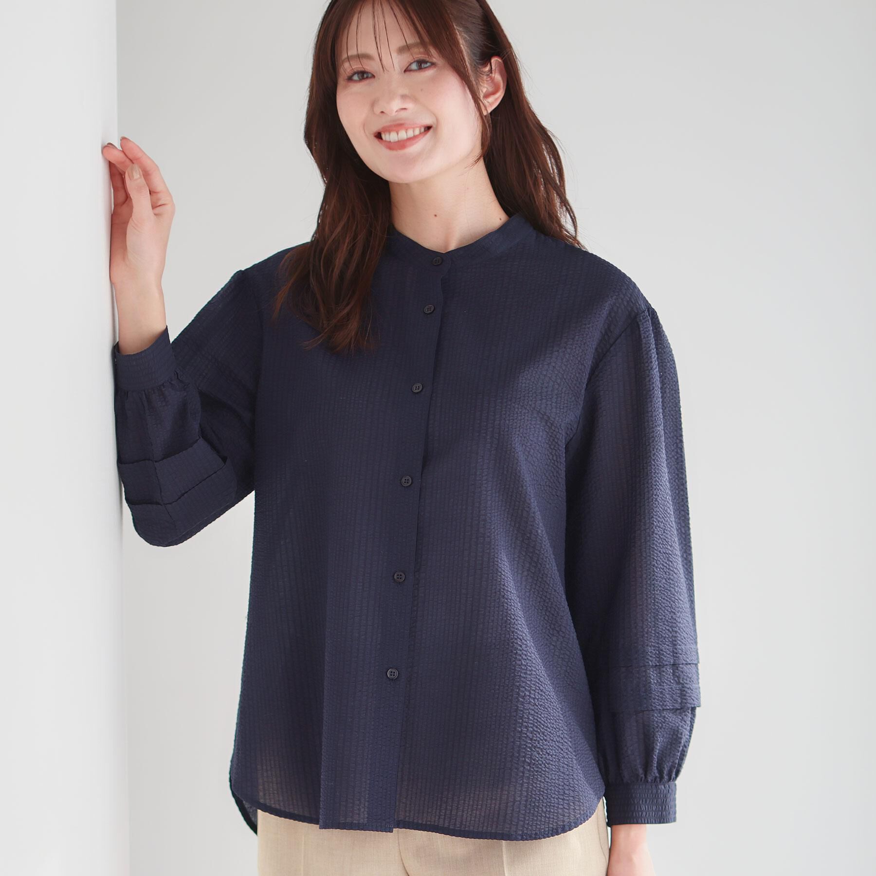 Reflect「【ゆったり着られる◎】バンドカラーシャツブラウス」|シャツ・ブラウス|