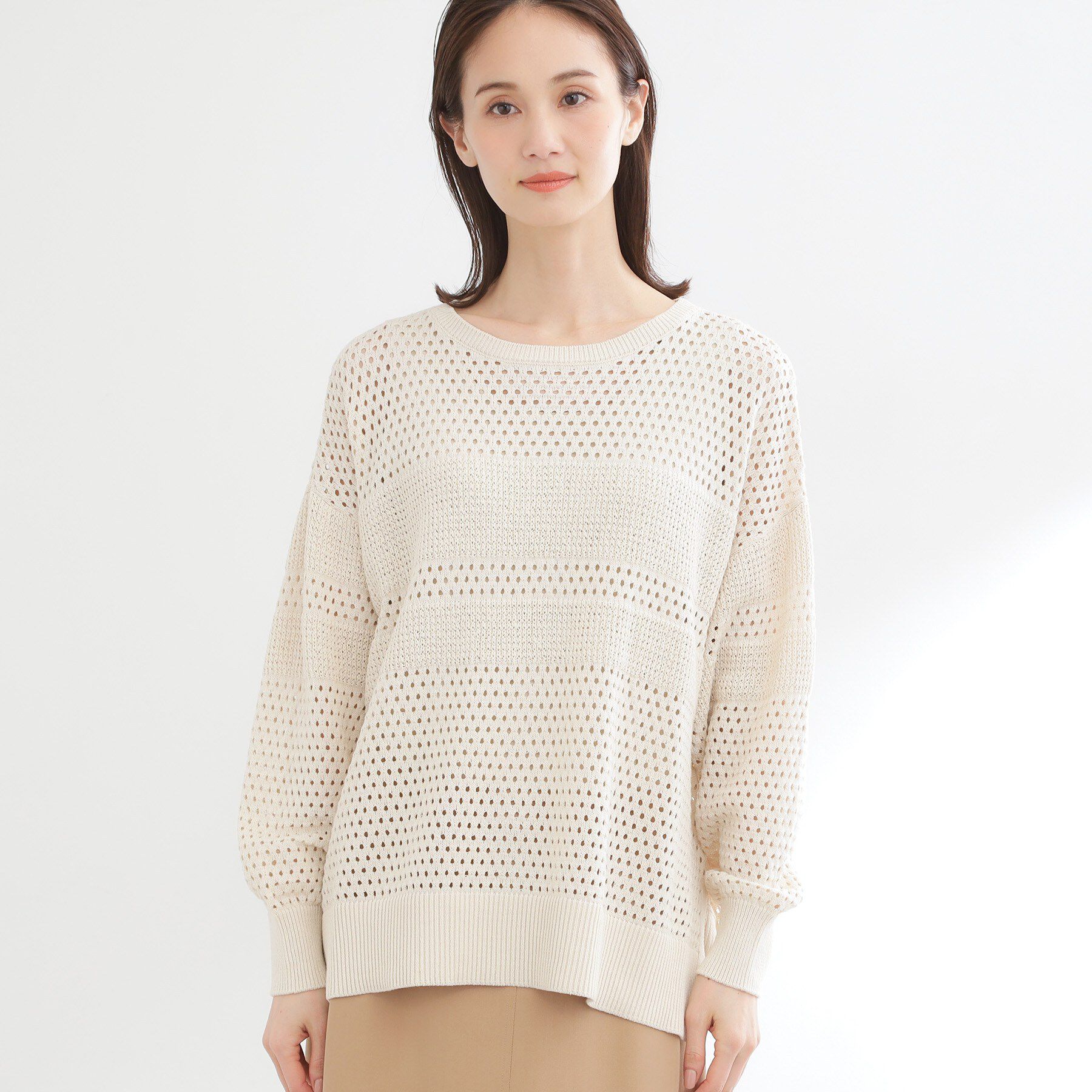 Reflect「【レイヤードにおすすめ◎】メッシュ風ドライタッチニット」|ニット・セーター|