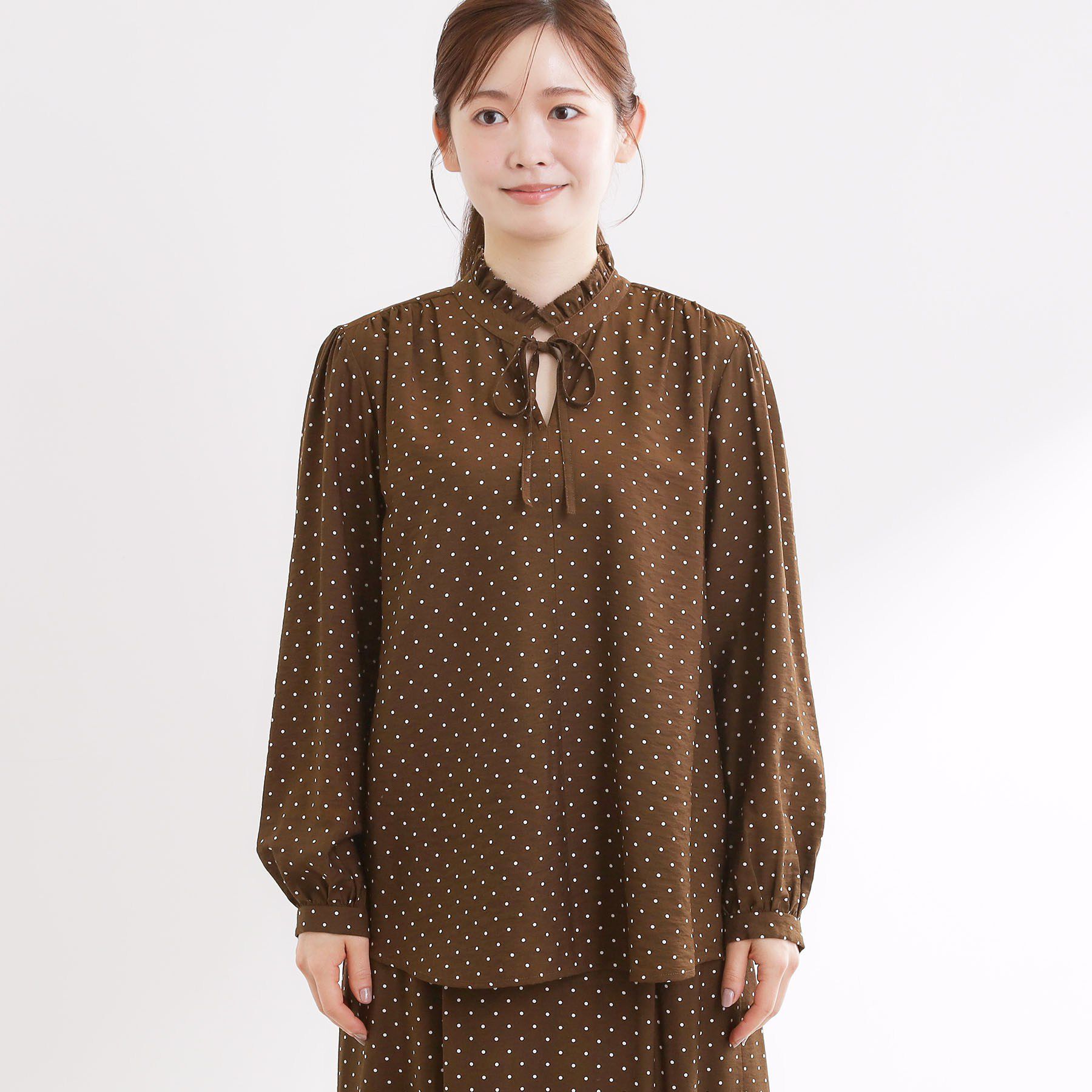 Reflect「【セットアップ可】ドット柄ワッシャーブラウス」|シャツ・ブラウス|