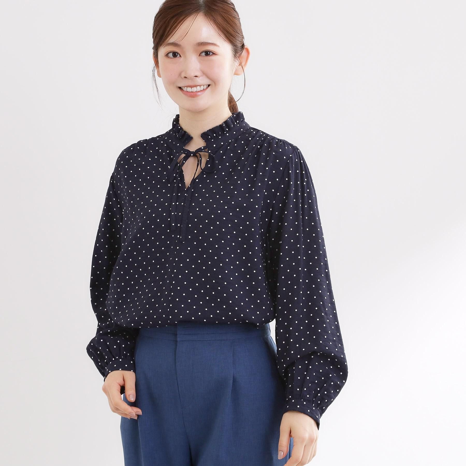 Reflect「【セットアップ可】ドット柄ワッシャーブラウス」|シャツ・ブラウス|