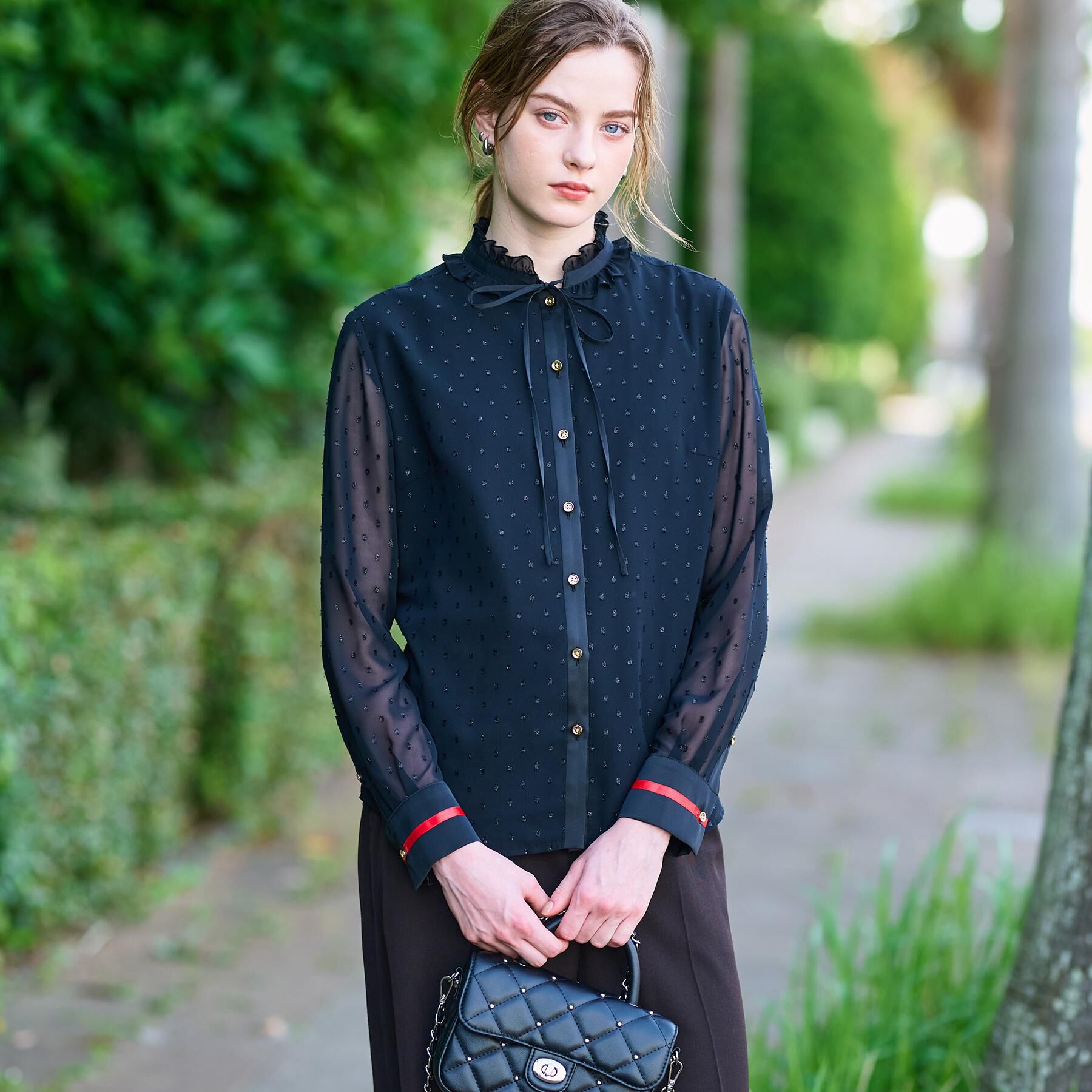 DRESSTERIOR「【洗える/シアー素材】フィルムドットブラウス」|シャツ・ブラウス|