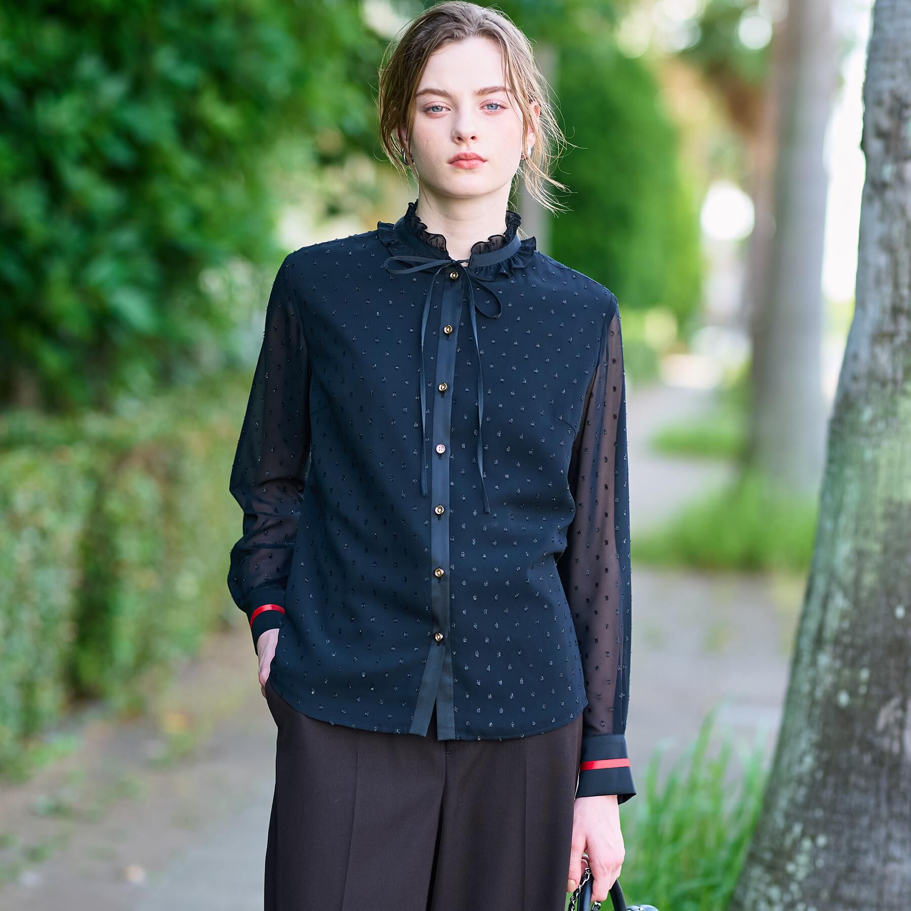 DRESSTERIOR「【洗える/シアー素材】フィルムドットブラウス」|シャツ・ブラウス|