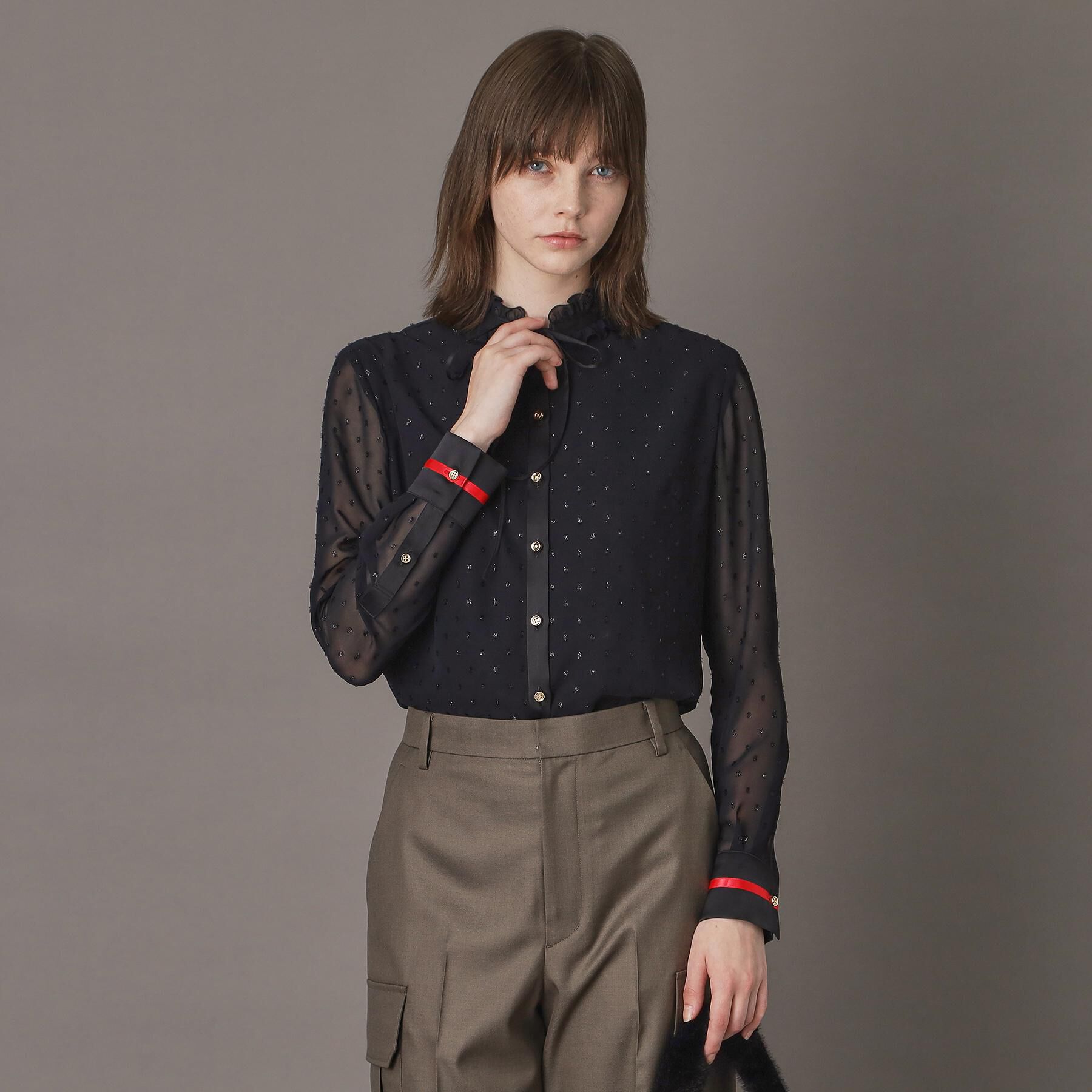 DRESSTERIOR「【洗える/シアー素材】フィルムドットブラウス」|シャツ・ブラウス|