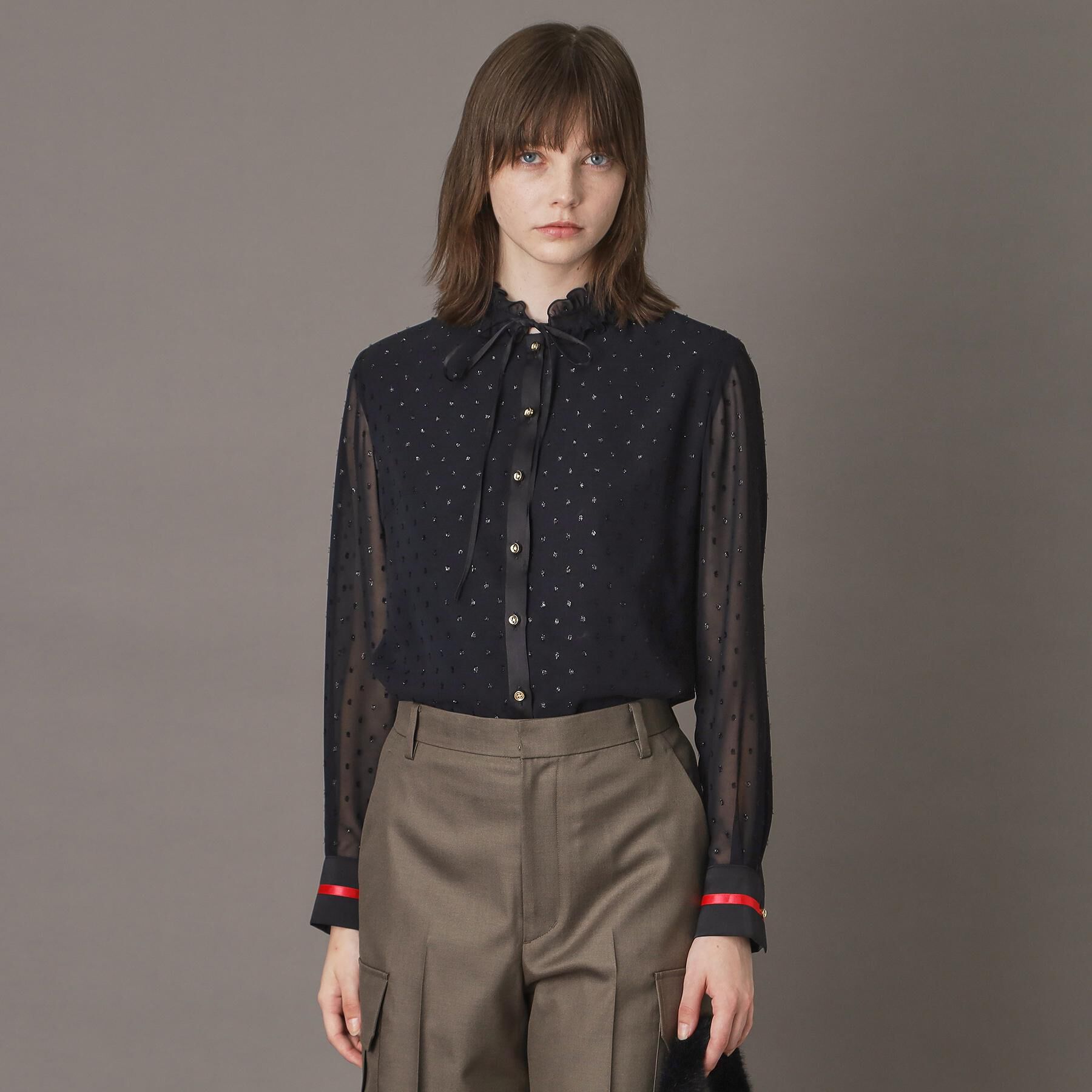 DRESSTERIOR「【洗える/シアー素材】フィルムドットブラウス」|シャツ・ブラウス|