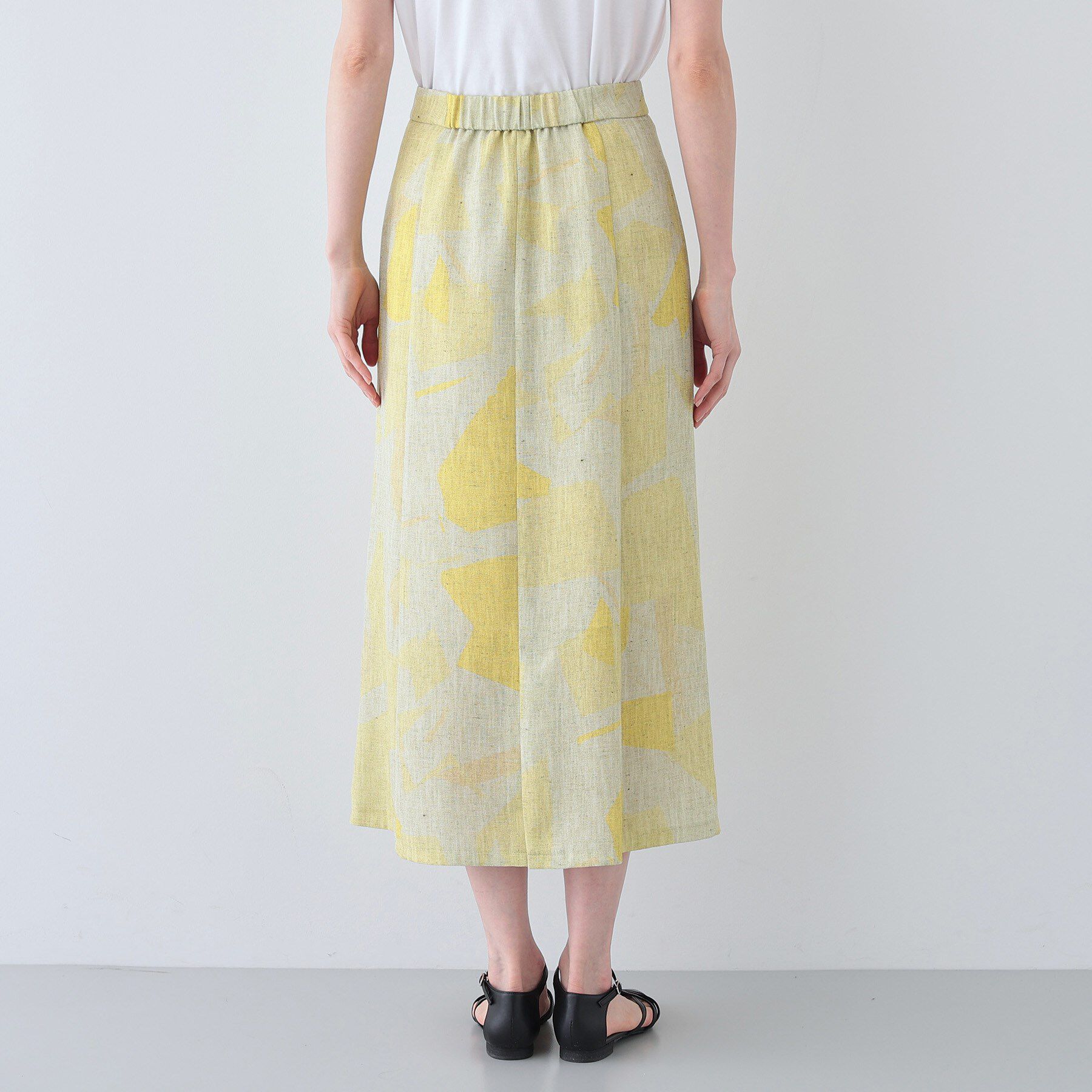 INDIVI「【洗える】リネンライク ブロッキングプリントスカート」|スカート|