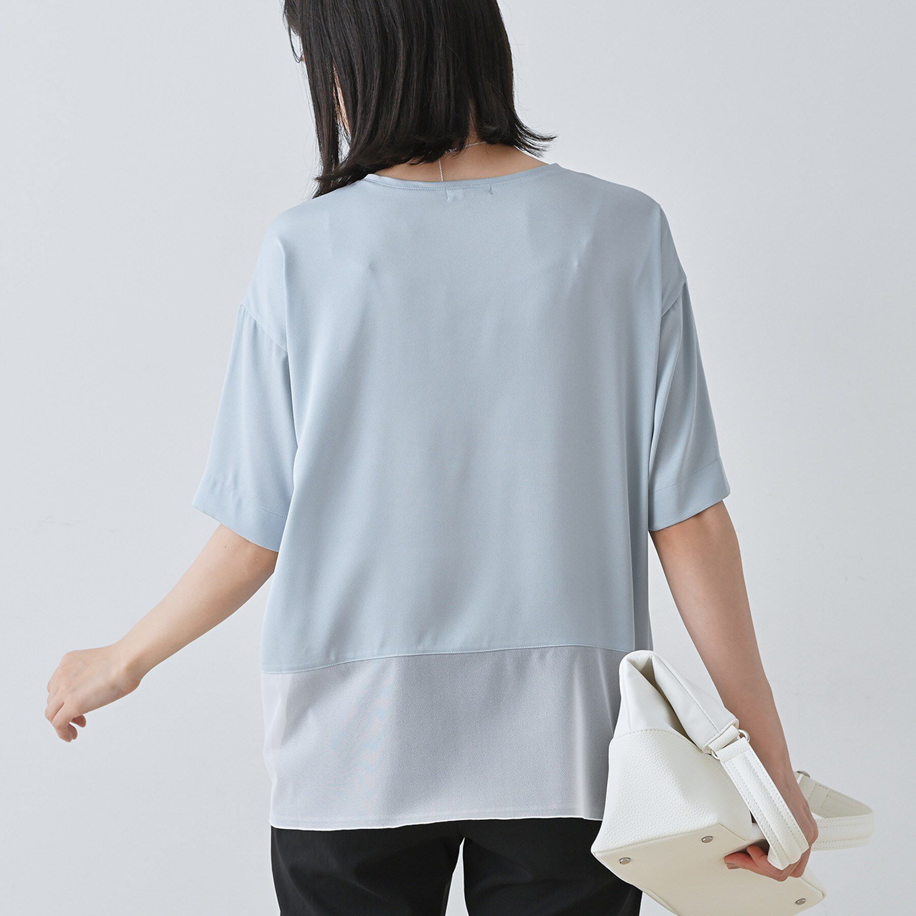 INDIVI「【洗える】裾シアー半袖トップス」|Tシャツ・カットソー|