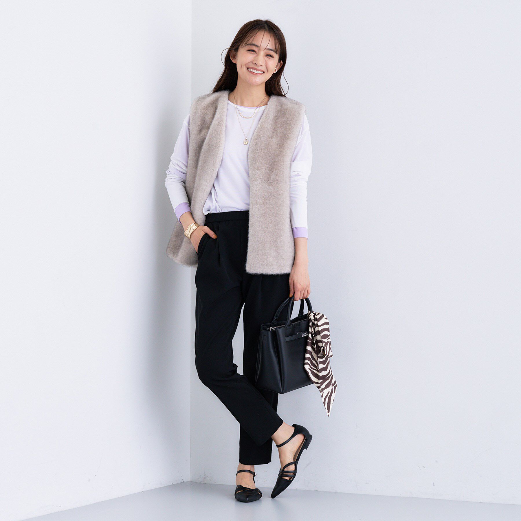 INDIVI「人気NO.1【褒められパンツ／高ストレッチ／ウエストゴム】タックテーパードパンツ」|その他|