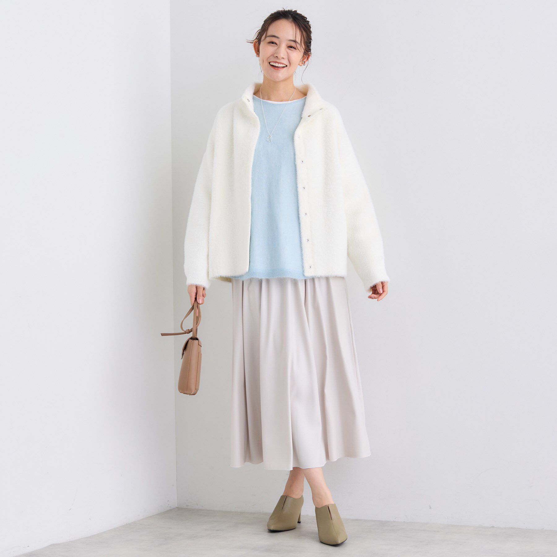 INDIVI「スタンドネック シャギーモールニット」|ニット・セーター|