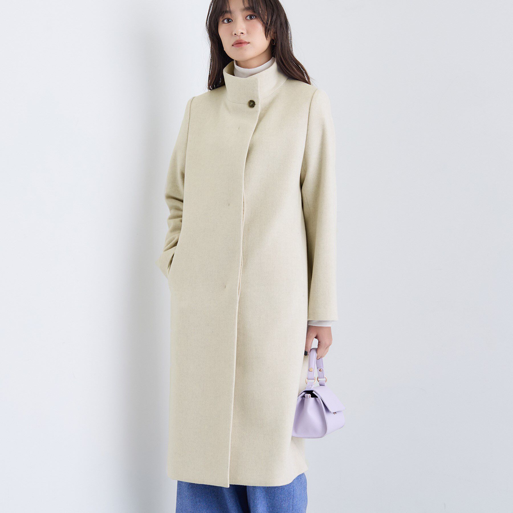 INDIVI「【名品コート／日本製】ウール100％スタンドカラーロングコート」|その他|