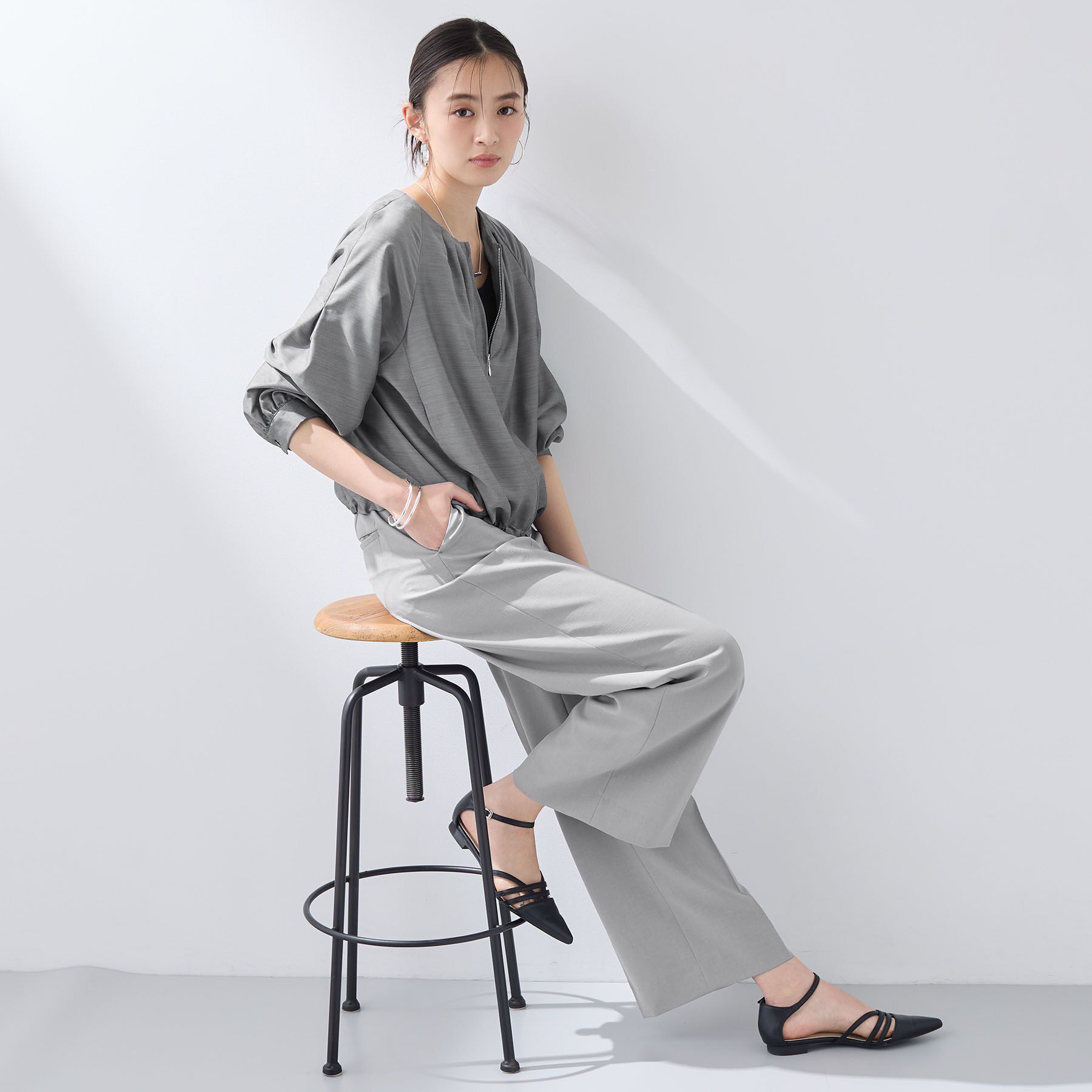 INDIVI「【洗える／大人シアー】エアリー バルーンブルゾン」|ブルゾン・スタジャン|