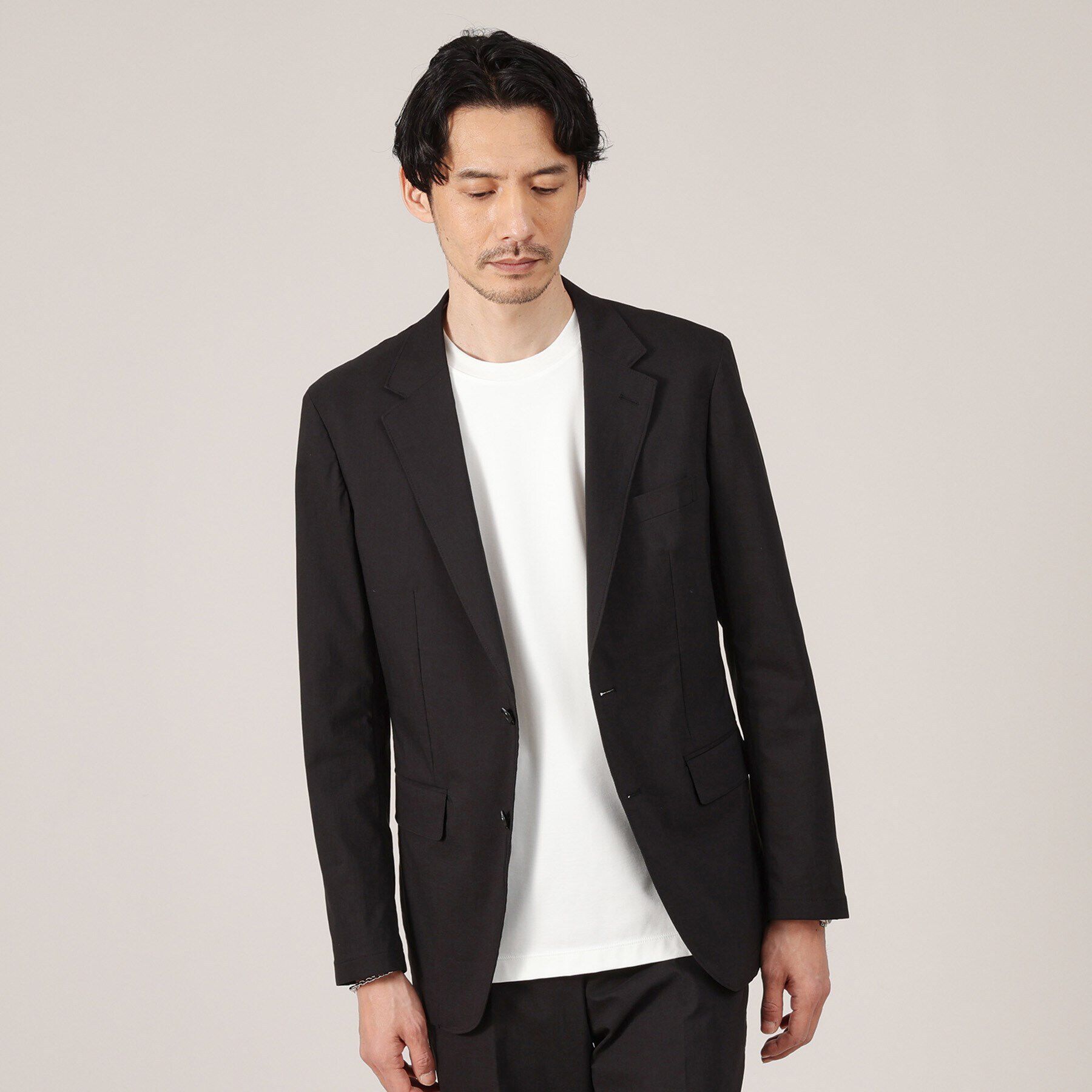 TAKEO KIKUCHI「【360&deg;ストレッチ／セットアップ対応】None Of Stress リネンジャケット」|テーラードジャケット|ブラック(019)