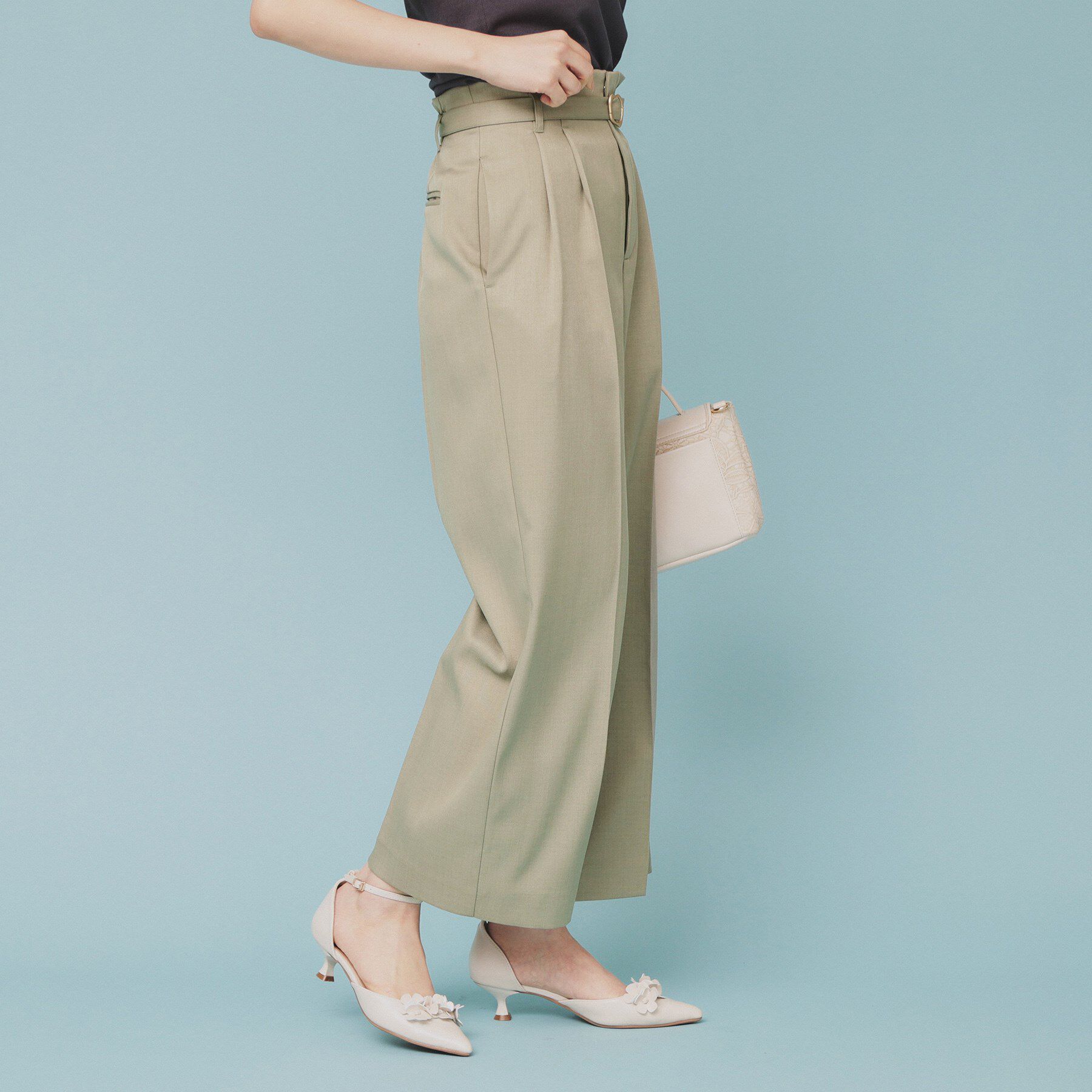 index「ベルト付ストレッチワイドパンツ【防シワ/イージーアイロン/洗濯機洗い可】」|その他|