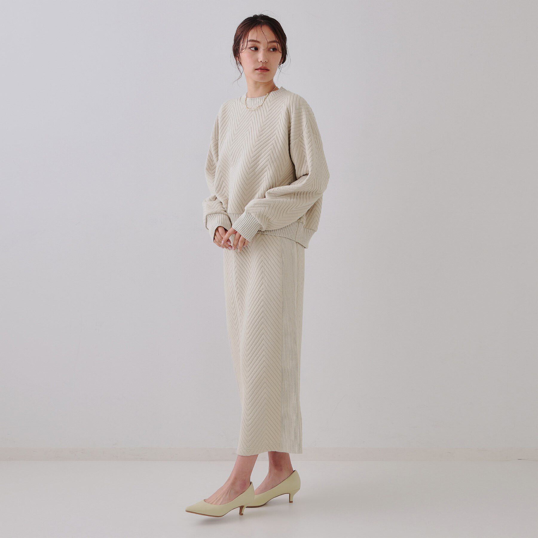 OPAQUE.CLIP「キルトジャカードトップス/セットアップ対応【洗濯機洗い可】」|Tシャツ・カットソー|